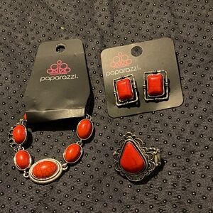 Paparazzi Bold Red Bracelet and Earring Set